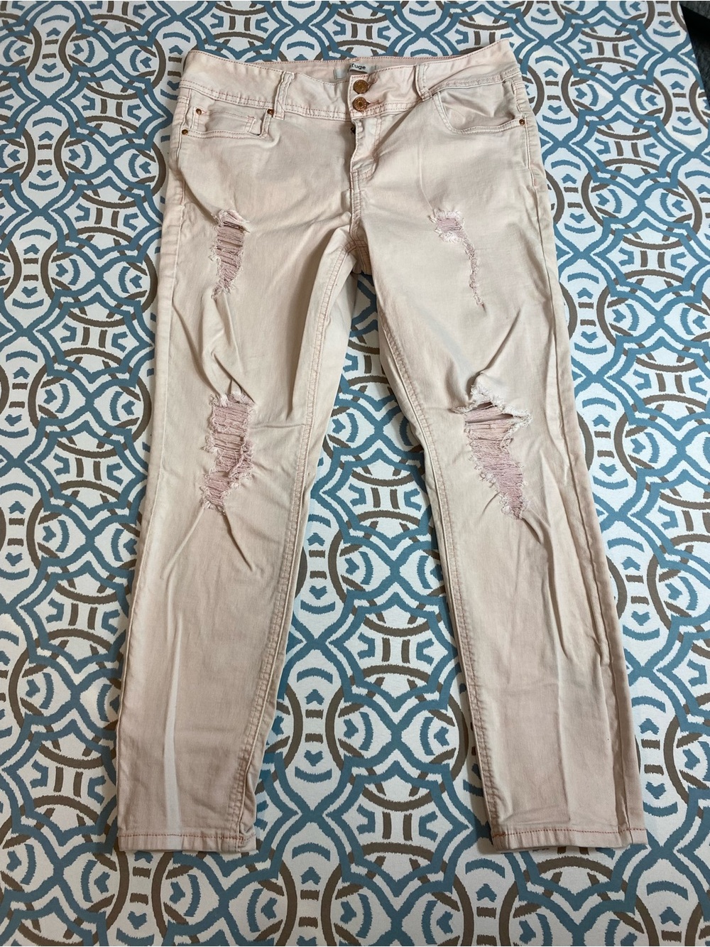 refuge Light Pink Distressed Skinny Jeans